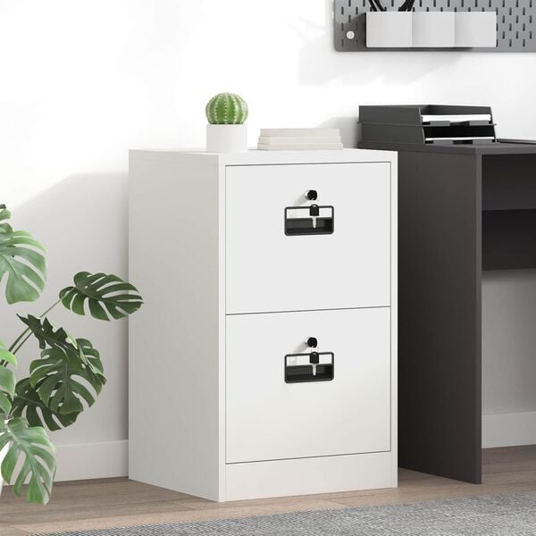 vidaXL Szafka na dokumenty z szufladą z p&oacute;łką Biały 44 x 50 x 106.5 cm