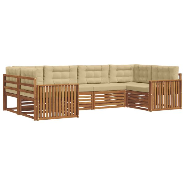 vidaXL Zestawy sof 6 pcs Naturalny i Beżowy Lite Drewno Akacji