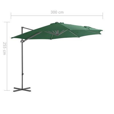 vidaXL Parasol wiszący ze stalowym słupkiem, 300 cm, zielony