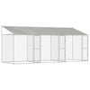 vidaXL Klatka dla psa z dachem srebrny 600 x 200 x 256 cm Stal i PE