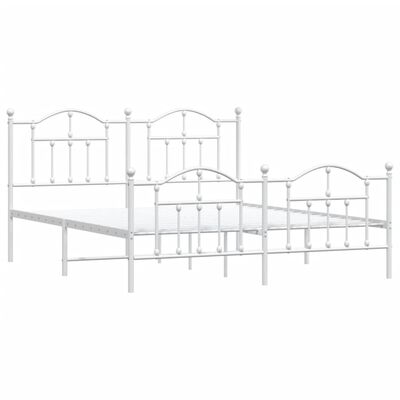 vidaXL Metalowa rama łóżka z wezgłowiem i zanóżkiem, biała, 180x200 cm