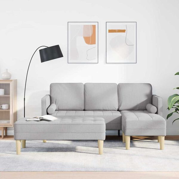 vidaXL Zestaw Sof z poduszką 2 pcs Szary chmur Poliester