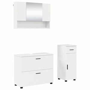 vidaXL Zestaw mebli łazienkowych z szufladą 3 pcs Wysoki połysk biały