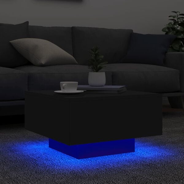 vidaXL Stolik kawowy z podświetleniem LED, czarny, 55x55x31 cm