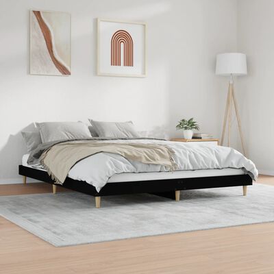 vidaXL Rama łóżka, czarna, 160x200 cm, materiał drewnopochodny