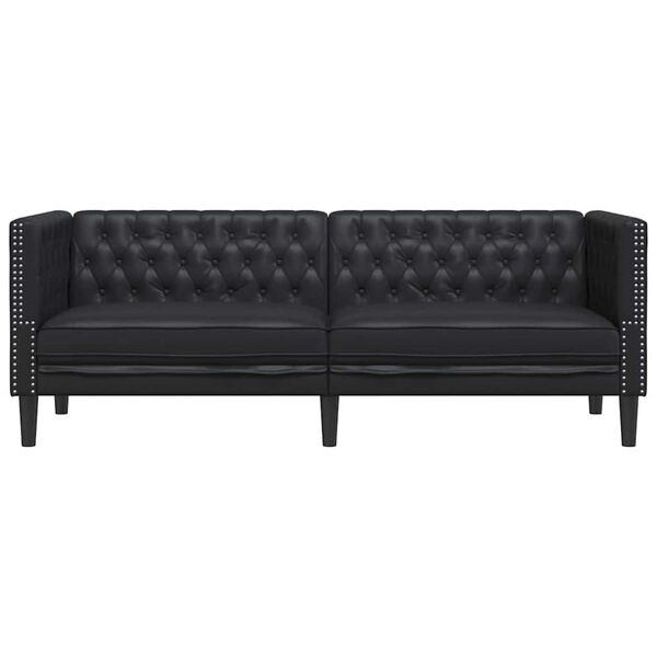vidaXL Sofa Chesterfield Czarny 194 x 74.5 x 70.5 cm Skóra syntetyczna