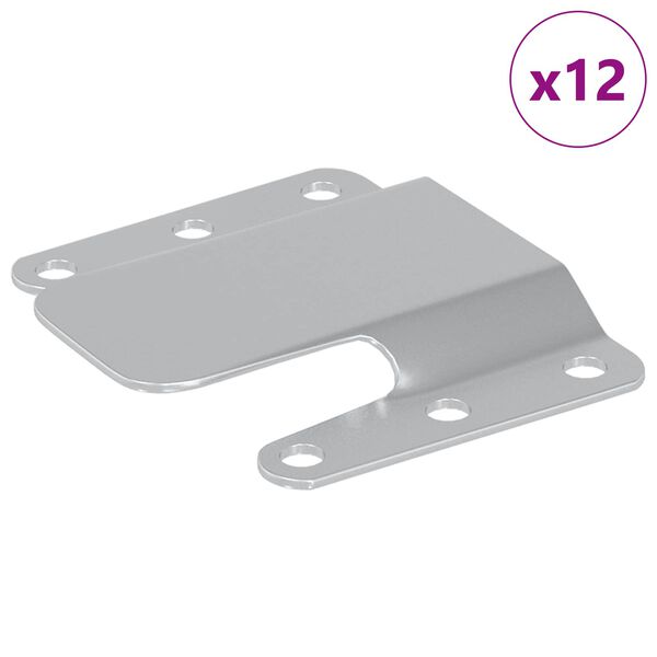 vidaXL Uchwyt montażowy natynkowy 12 pcs Srebrny 75 x 66 x 1,4 mm Stal