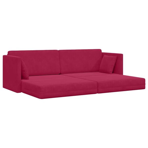 vidaXL Sofa podłogowa z funkcją spania 200cm Czerwone wino Aksamit