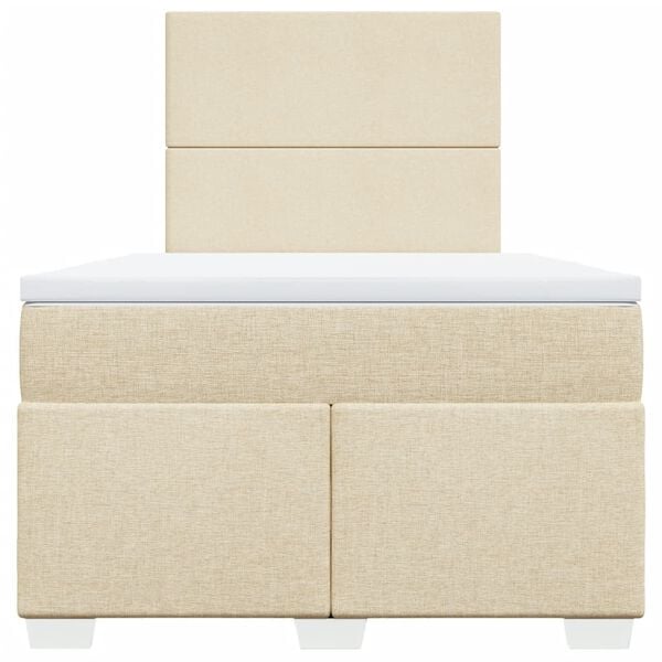 vidaXL Ł&oacute;żko kontynentalne z materacem, kremowe, tkanina, 120x200 cm