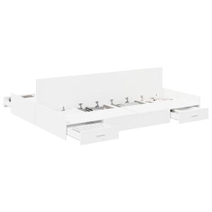 vidaXL Rama ł&oacute;żka z miejscem na przechowywanie Biały 140 x 190 cm