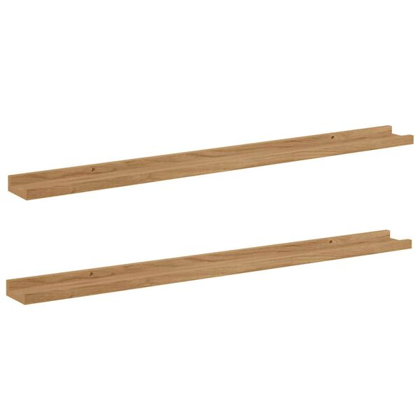 vidaXL P&oacute;łka ścienna z p&oacute;łką 2 pcs Brązowy 100 x 9 x 3 cm