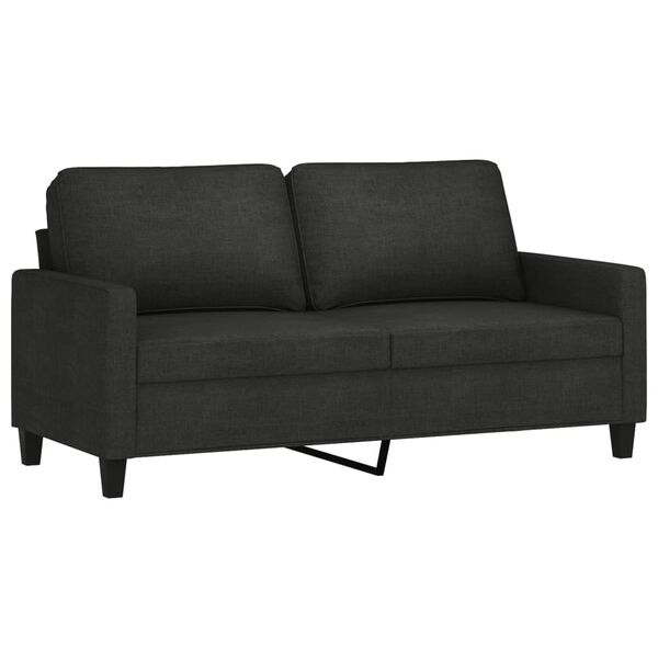 vidaXL Sofa 2-osobowa, czarna, 140 cm, tapicerowana tkaniną