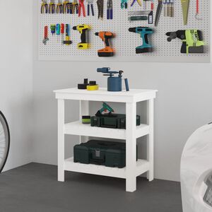vidaXL Stolik roboczy, biały, 78,5x50x80 cm, lite drewno sosnowe