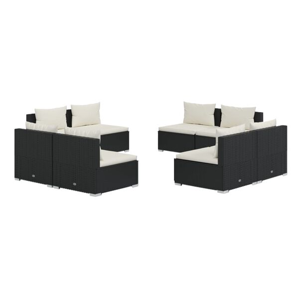 vidaXL 8-cz. zestaw wypoczynkowy do ogrodu, poduszki, rattan PE czarny