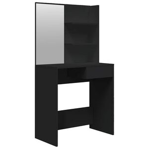 vidaXL Toaletka z lustrem, czarna, 74,5x40x141 cm
