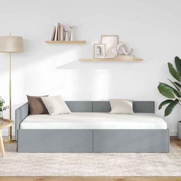 vidaXL Rama łóżka narożnego Jasnoszary 90 cm x 200 cm Aksamit