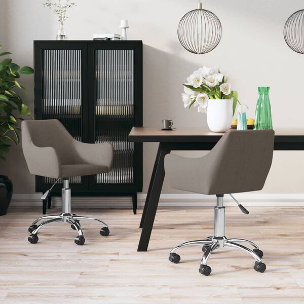 vidaXL Obrotowe krzesła stołowe, 2 szt., kolor taupe, obite tkaniną