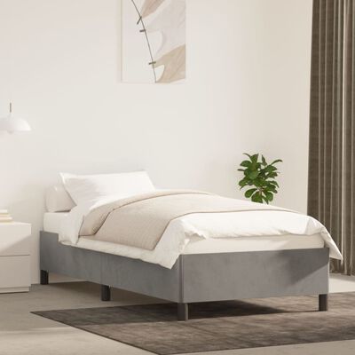 vidaXL Rama łóżka, jasnoszara, 90 x 200 cm, tapicerowana aksamitem