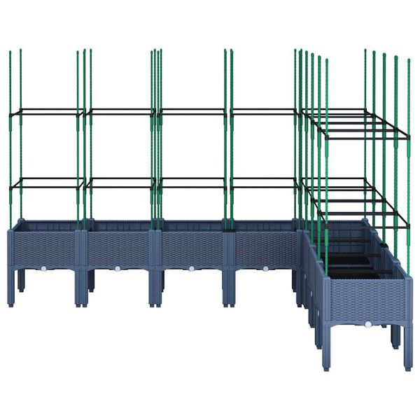 vidaXL Donica ogrodowa z kratką, niebieskoszara, 200x160x142,5 cm, PP