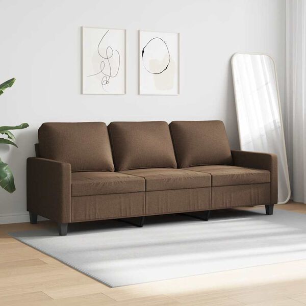 vidaXL Sofa 3-osobowa, brązowa, 180 cm, tapicerowana tkaniną
