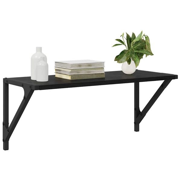 vidaXL P&oacute;łki ścienne z p&oacute;łką 2 pcs Czarny Dąb 60 x 25 x 25,5 cm