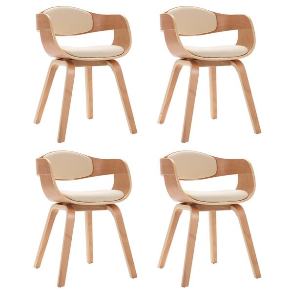 vidaXL Krzesła stołowe, 4 szt., gięte drewno i sztuczna skóra