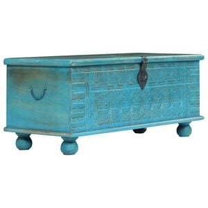 vidaXL Skrzynia z litego drewna mango, niebieska, 100 x 40 x 41 cm