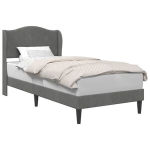 vidaXL Ramka ł&oacute;żka Z zagł&oacute;wkiem ciemnoszary 90 x 190 cm Welur