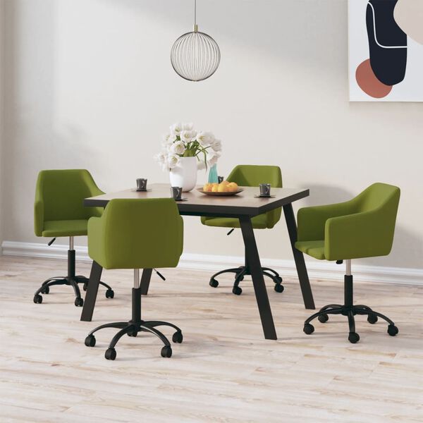 vidaXL Obrotowe krzesła stołowe, 4 szt., jasnozielone, obite aksamitem