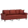 vidaXL 3-osobowa sofa z poduszkami, bordowa, 180 cm, sztuczna sk&oacute;ra