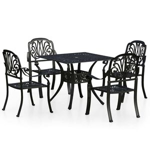 vidaXL 5-cz. zestaw mebli bistro ze stopu aluminium, czarny