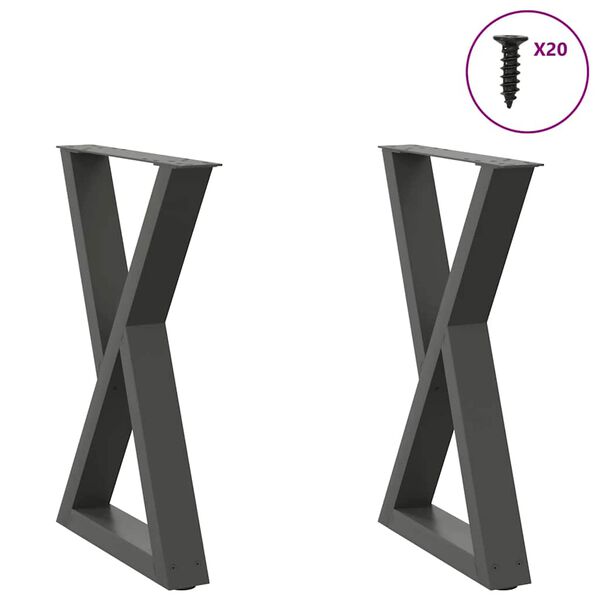 vidaXL Nogi do stołu jadalnego 2 szt. Antracyt 50x(72-73,3) cm Stal