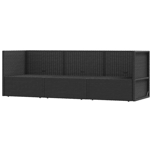 vidaXL 3-cz. zestaw wypoczynkowy do ogrodu, poduszki, czarny rattan PE