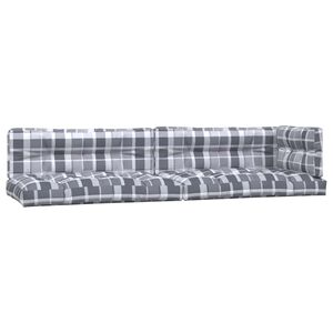vidaXL Poduszki na palety, 5 szt., szara krata, tkanina