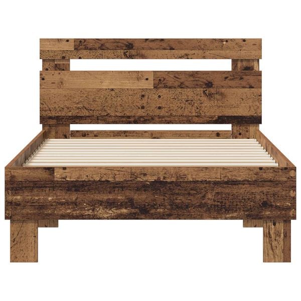 vidaXL Ramka ł&oacute;żka Stare drewno 75 x 190 cm Materiał drewnopochodny