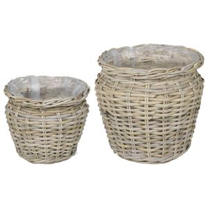 vidaXL Kosz na rośliny GENDT 2 szt. Naturalna szarość Rattan Kubu