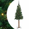 vidaXL Szczupła Choinka Zielony 150 cm PVC i lite drewno sosnowe