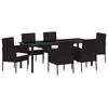 vidaXL Zestaw do jadalni w ogrodzie 7 szt. Czarny polirattan
