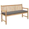 vidaXL Ławka ogrodowa z szarą poduszką, 150 cm, lite drewno tekowe
