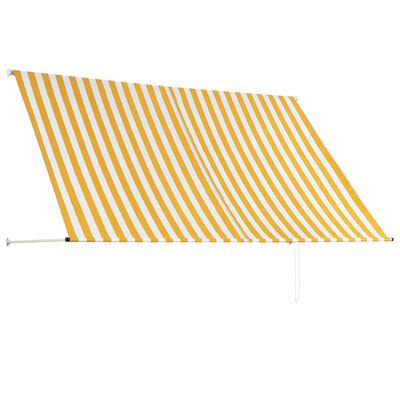 vidaXL Markiza zwijana, 250 x 150 cm, żółto-biała
