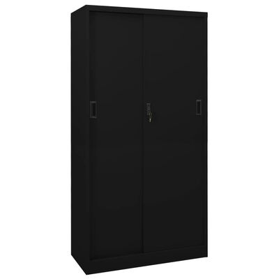 vidaXL Szafa biurowa z przesuwnymi drzwiami, czarna, 90x40x180 cm