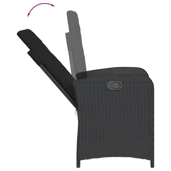 vidaXL 5-cz. zestaw mebli ogrodowych z poduszkami, czarny, polirattan