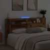 vidaXL Zagł&oacute;wek Ze LED Lights z p&oacute;łką Stare drewno 200 x 15 x 103,5 cm