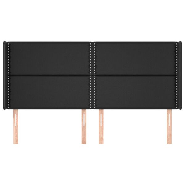 vidaXL Zagłówek uszak, czarny, 203x16x118/128 cm, sztuczna skóra