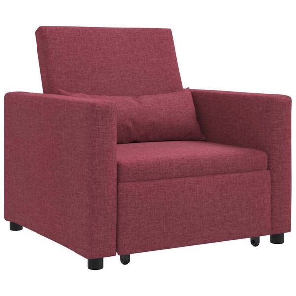 vidaXL Sofa łóżko jednoosobowe czerwone wino 90 x 165 x 87 cm tkanina