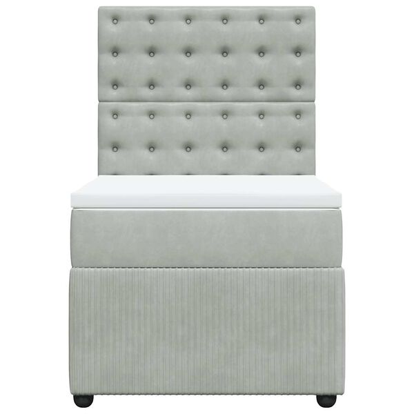 vidaXL Ł&oacute;żko kontynentalne z materacem, jasnoszare, aksamit, 80x200 cm