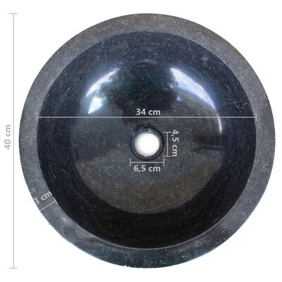 vidaXL Umywalka marmurowa, 40 cm, czarny