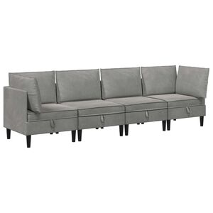vidaXL Zestaw mebli do salonu 4 szt. jasnoszary Welur