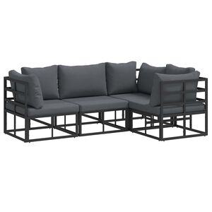 vidaXL Zestaw Sof na Ogr&oacute;d 4 szt. Czarny Aluminium
