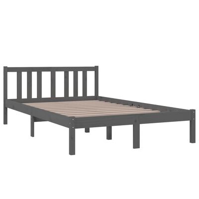 vidaXL Rama łóżka, szara, lite drewno, 120 x 200 cm